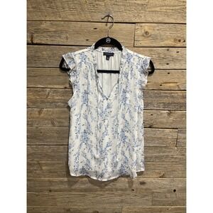 Tamara H‎ Henriques Floral Print Womens Tops Blouse Tie Neckline Size Medium